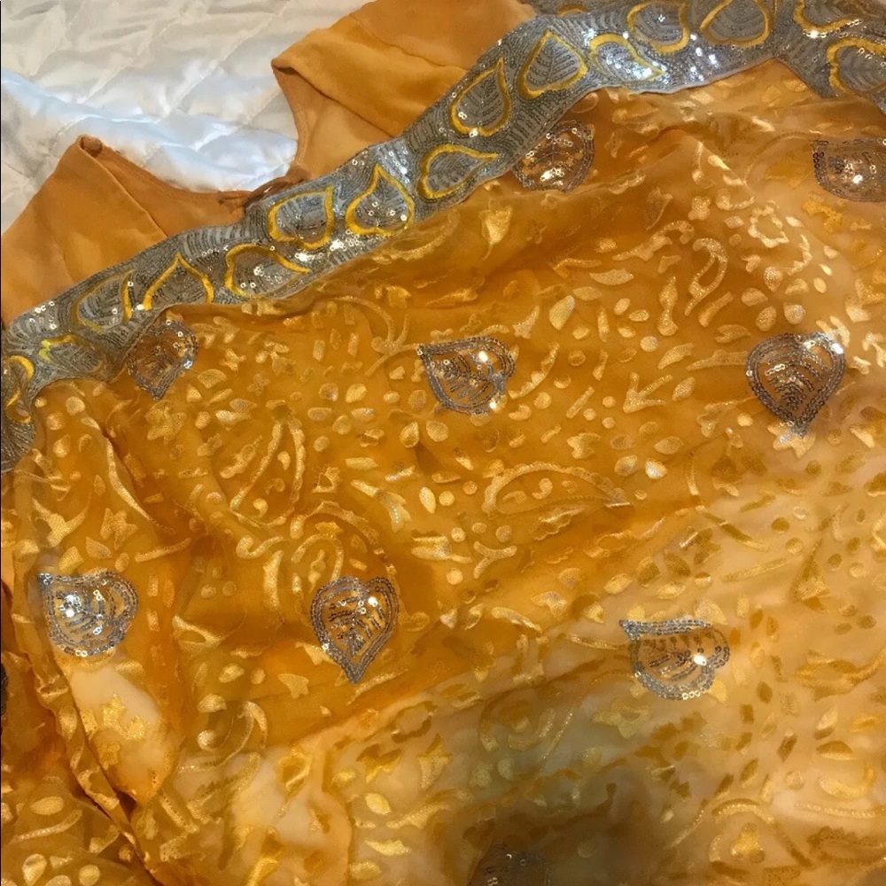 Mango Yellow Brasso Indian Saree